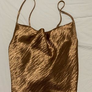 Brand New Gold Cowl Neck Tank Top